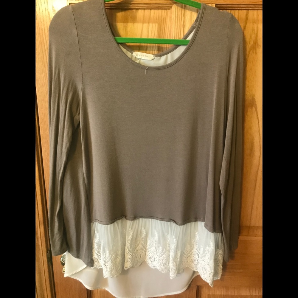 Mocha colored with split back with lace detail